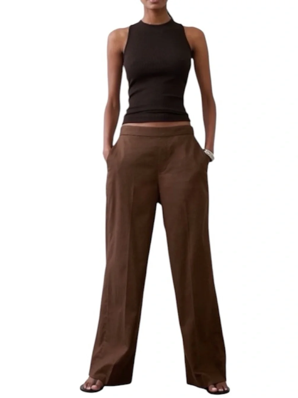 Banana Republic Hayden Wide Leg Linen Blend Pull On Pant